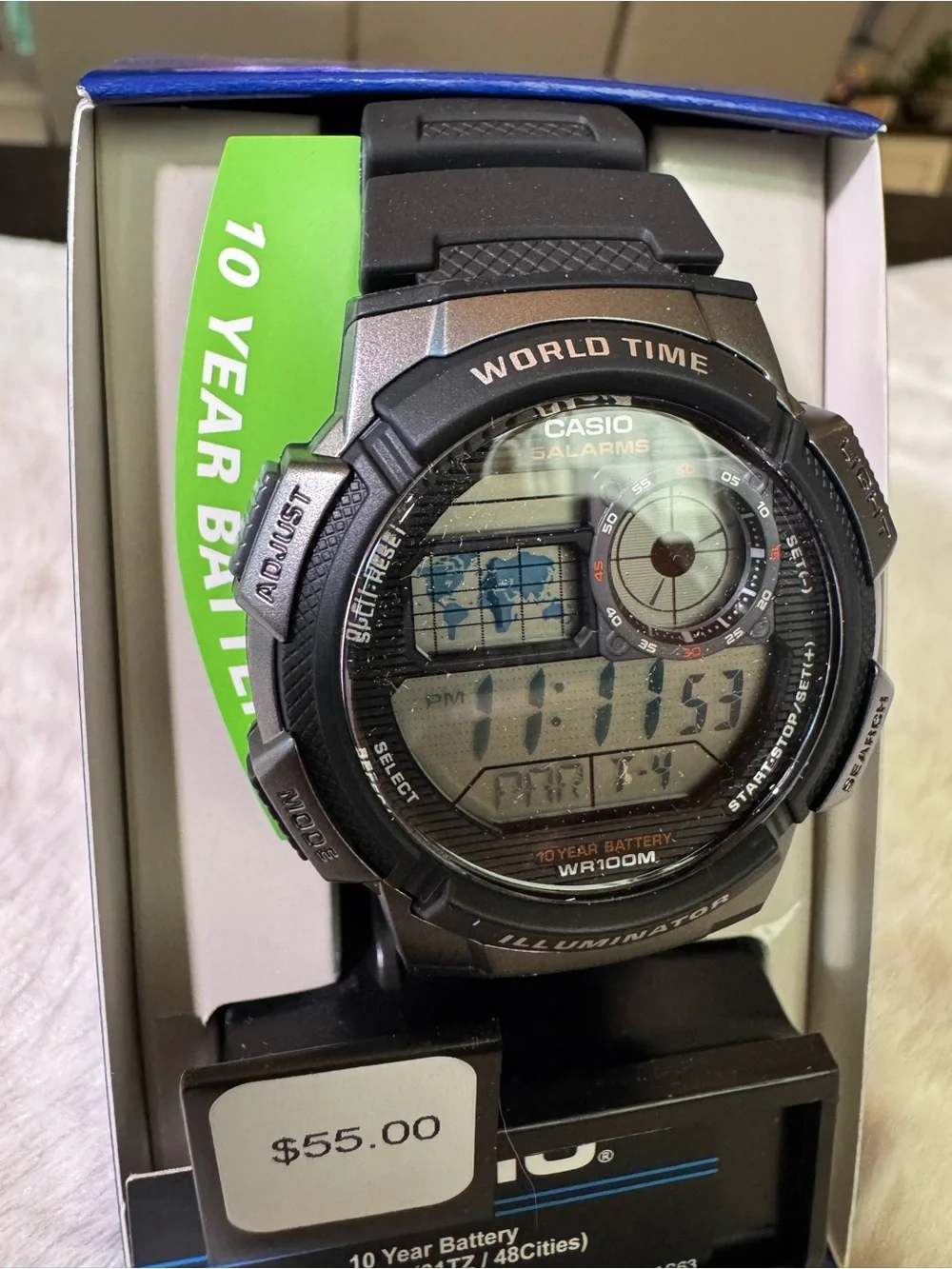 Casio World Time Illuminator Digital Watch - Black